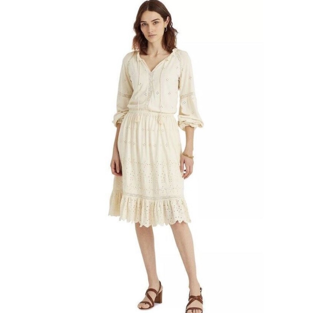 Lauren RL Black Label Cottagecore Romantic Eyelet Lace Dress w MEASUREMENTS! - Picture 14 of 16